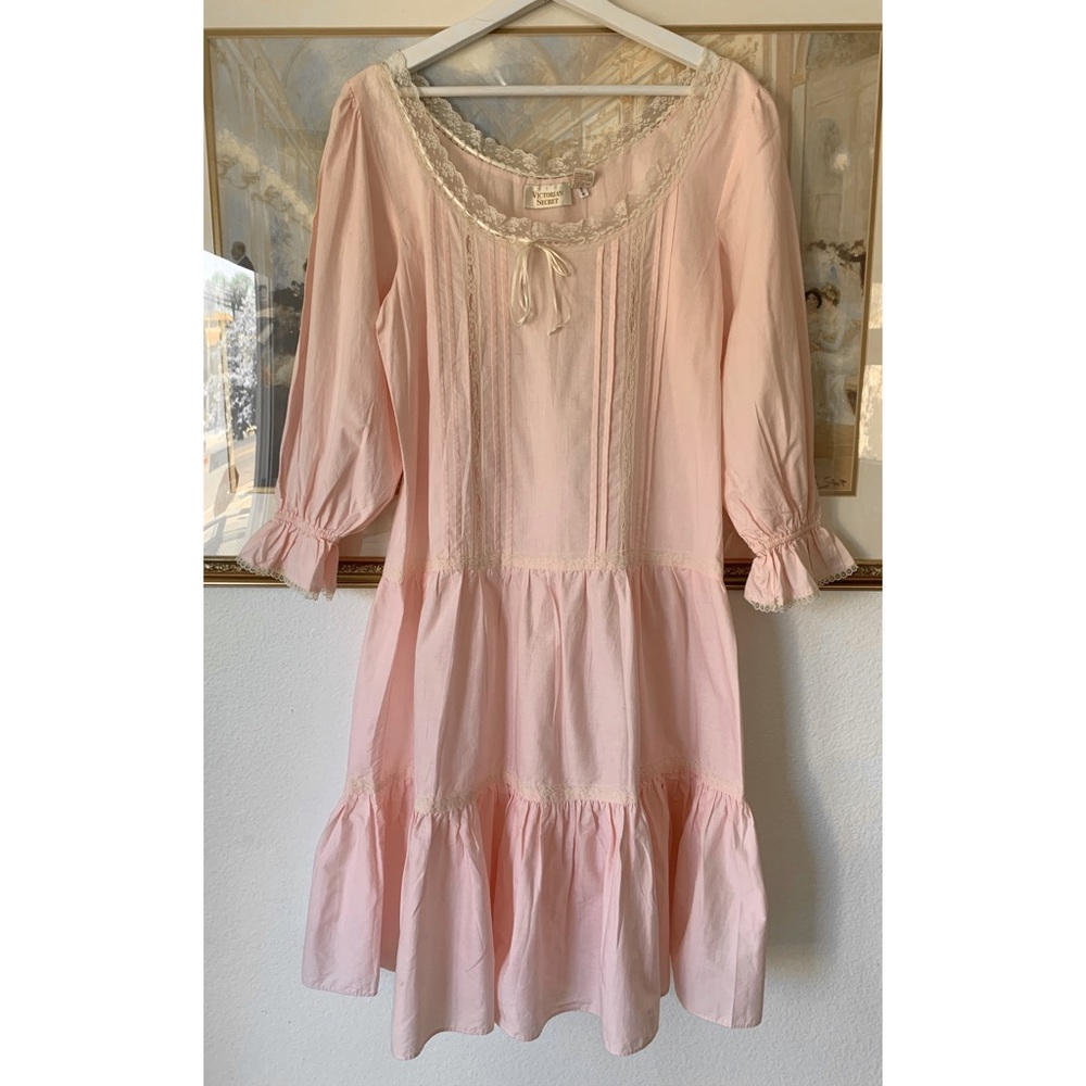 Victoria Secret Gold Label Vintage Romantic Prairie Cottagecore Nightgown Blush - Picture 2 of 5